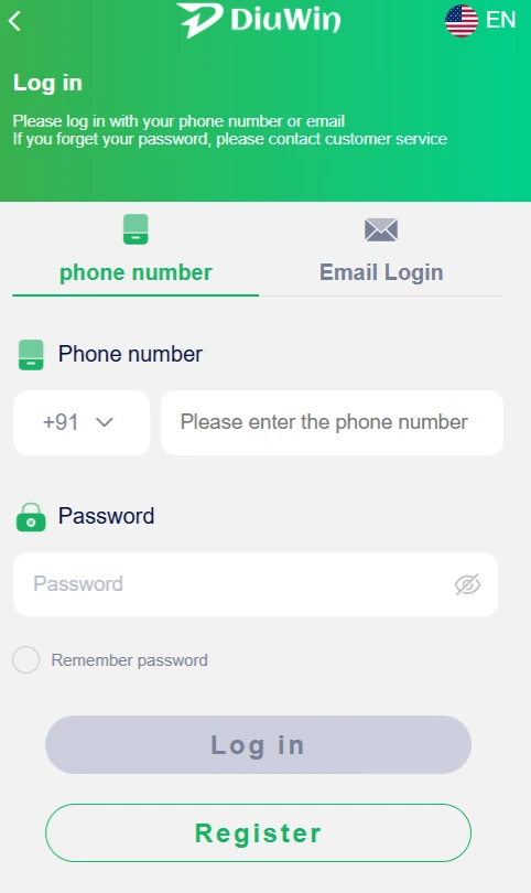 Diuwin Register Login